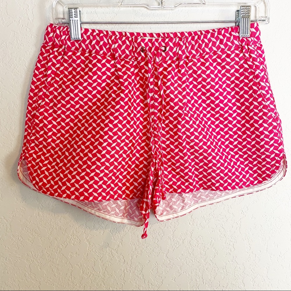 J Crew Linen Blend Pink Geometric Drawstring Short